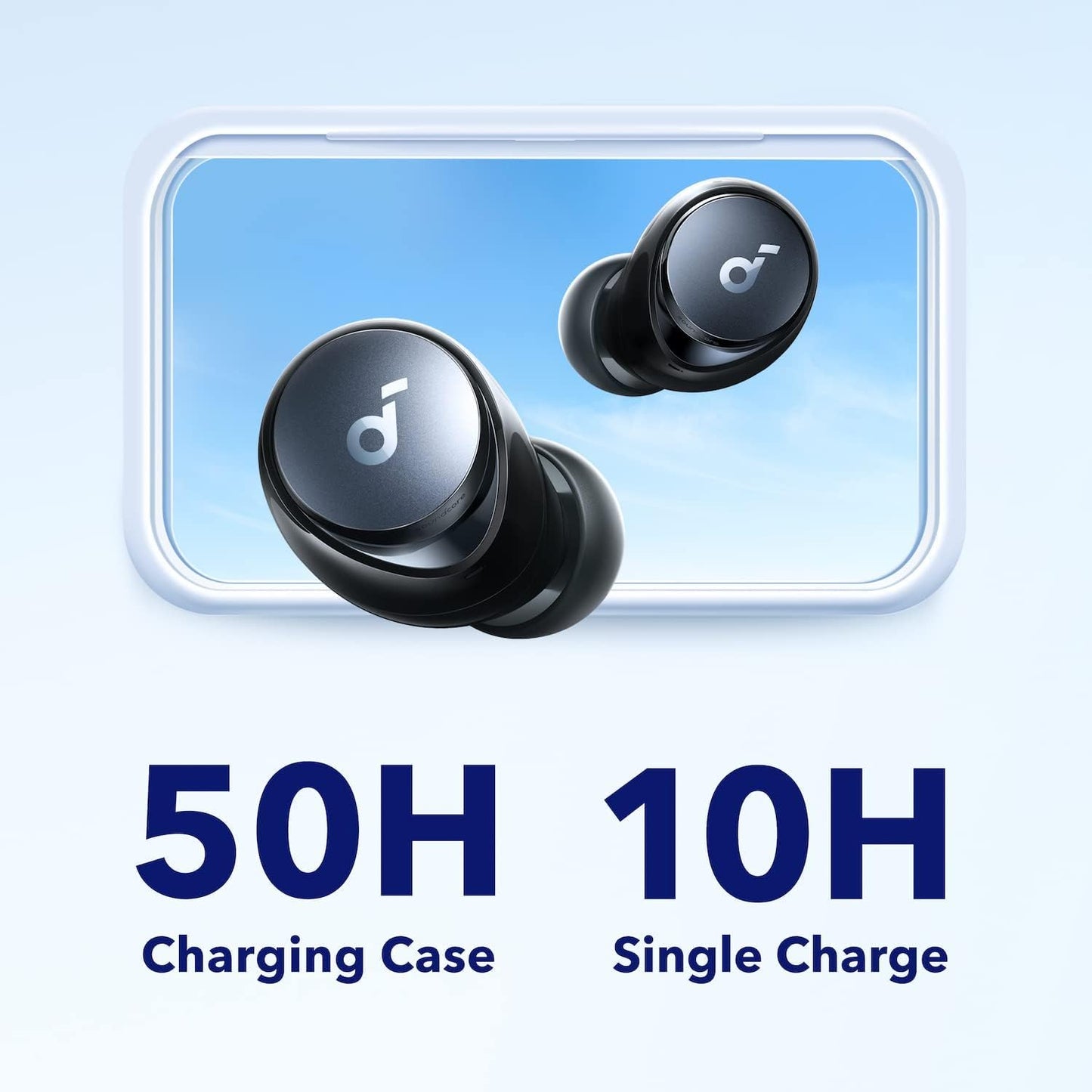 soundcore by Anker Space A40 Auto-Adjustable Active Noise Cancelling Wireless Earbuds, Reduce Noise by Up to 98%, 50H Playtime, Hi-Res Sound, Comfortable Fit, App Customization, Wireless Charge (Blue) | Reduce Noise by Up to 98%, Ultra Long 50H Playtime,