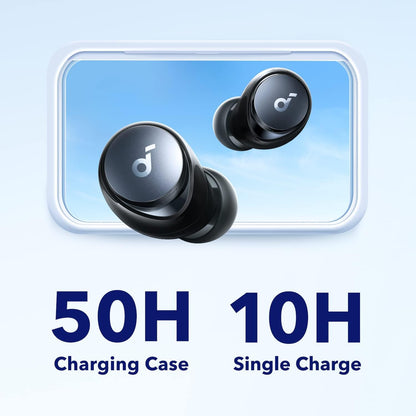 soundcore by Anker Space A40 Auto-Adjustable Active Noise Cancelling Wireless Earbuds, Reduce Noise by Up to 98%, 50H Playtime, Hi-Res Sound, Comfortable Fit, App Customization, Wireless Charge (Blue) | Reduce Noise by Up to 98%, Ultra Long 50H Playtime,
