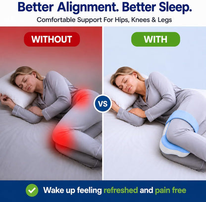 Premium Knee Pillow for Side Sleepers Hip Pain Relief Leg Pillow for Side Sleeping Adjustable Strap Sciatica Back Support Spine Alignment