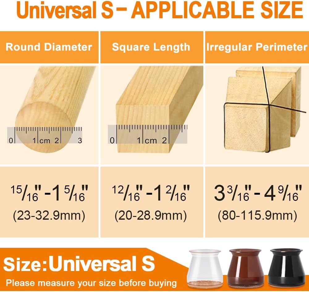 VIUME 24 Pcs Chair Leg Floor Protectors for Hardwood Floors Round | Silicone Covers Felt Pads Furniture Leg Caps Anti-Scratch Reduce Noise Fit (1-5/16" to 2")