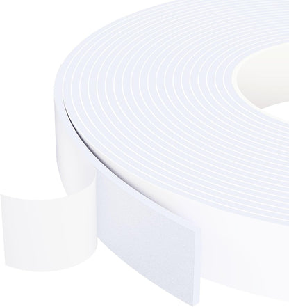 1 in Wide x 1/8 in Thick x 33FT Foam Weather Stripping Door Seal,Window Sealing Tape，Single-Sided Self-Adhesive Insulation Sealing Strip White