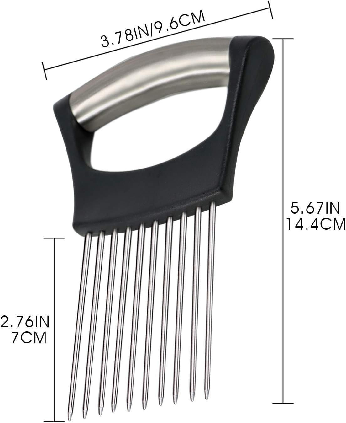 Onion Holder & Lemon Slicer Cutter Tool – Stainless Steel Vegetable & Fruit Slicing Assistant for Easy, Safe Cutting (Silver)