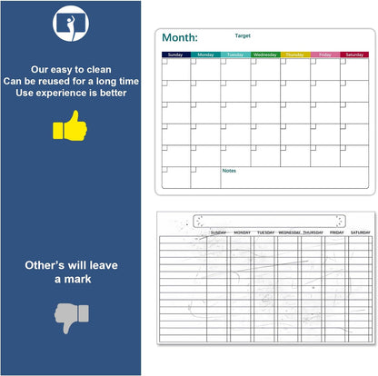Magnetic White Board Calendar Dry Erase for Fridge | 14.6" x 11" Reusable Refrigerator Calendar for Fridge & Wall, Easy to Clean, Schedule Organizer, with 5 Markers and Eraser