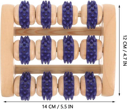 Portable Foot Massager Roller Manual Wooden Acupoint Tool for Foot Muscle Relief and Circulation Compact 5.51X4.72X2.16 Inch Handheld Design