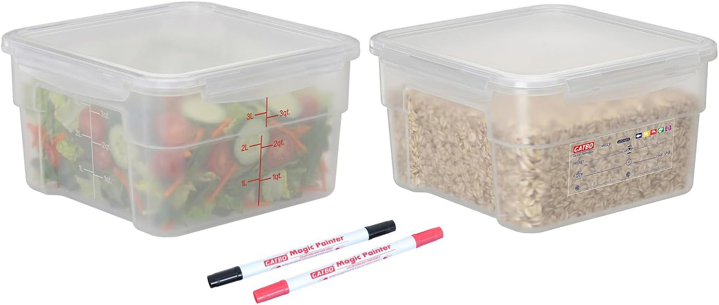 2 Pack 18 QT BPA-Free Translucent Polypropylene Airtight Food Storage Containers, Labeling Area, Stackable Bulk Storage for Flour, Rice, Sugar & Pet Food
