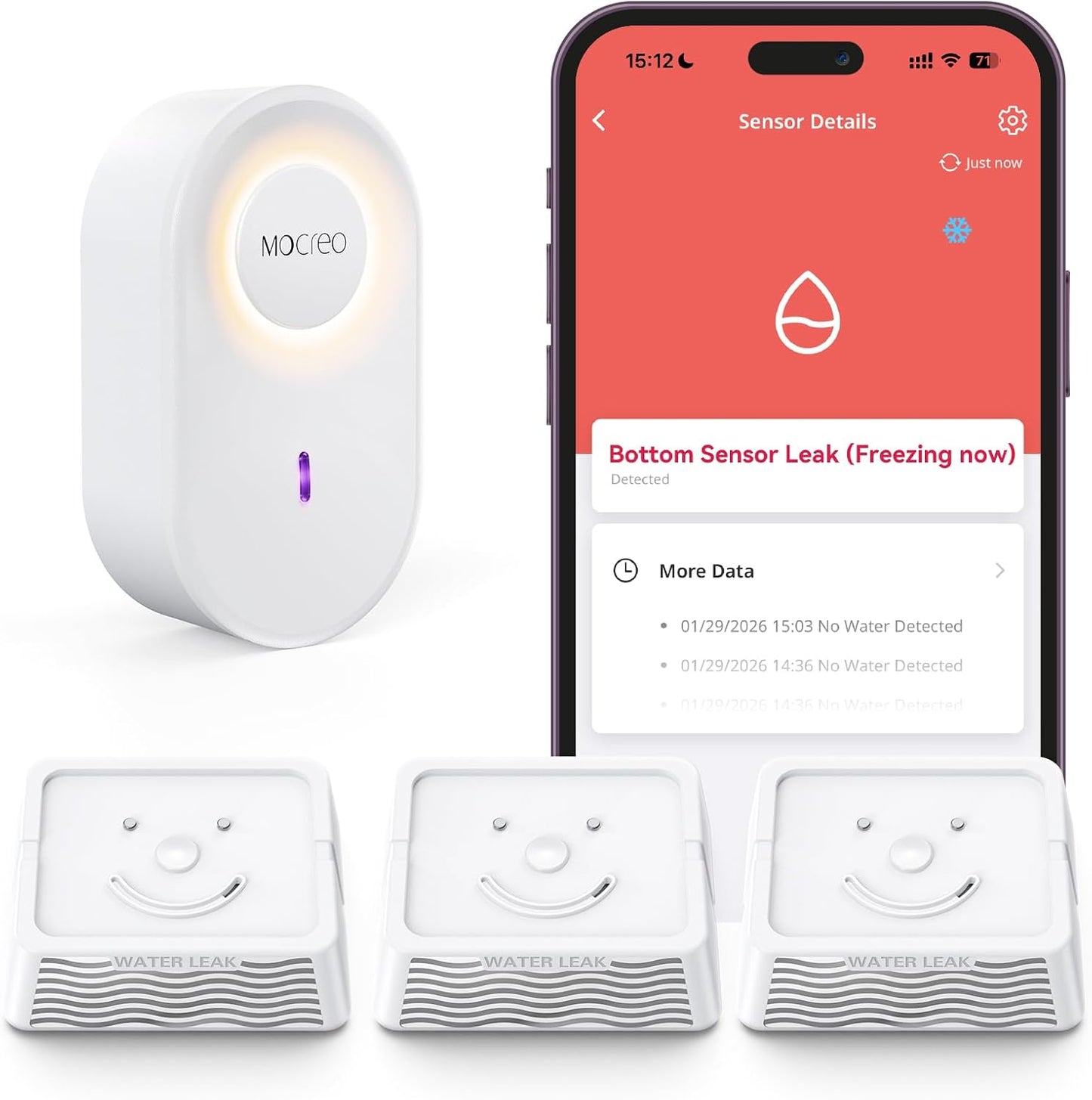 WiFi Water Leak Detector Kit, 2000ft Long Range, SMS App Email Alerts, 105dB Adjustable Alarm, Leak Severity Tracking, 5-Year Battery Life, 3 IP67 Water Leak Sensors for Home Basement Kitchen