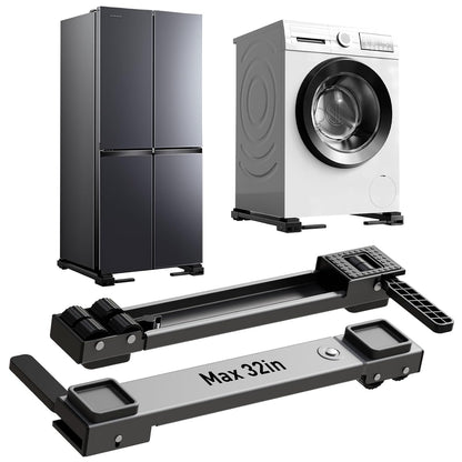 Appliance Rollers Heavy Duty,20''-32''in Extendable Appliance Sliders,Liftable Anti Slip Mobile Washing Machine Base,Easily Move Washer and Dryer Machines,Refrigerators,Furniture-Black
