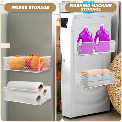 Magnetic Shelf for Washer & Dryer, Laundry Room Organizer, 11lb Capacity | Magnetic shelf sticks to washer, dryer & fridge. Holds 11lb. Use as lint bin or storage. For laundry & small spaces.