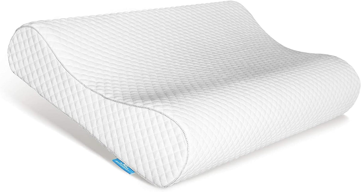AM AEROMAX Contour Memory Foam Cervical Pillow for Neck Pain Relief, White