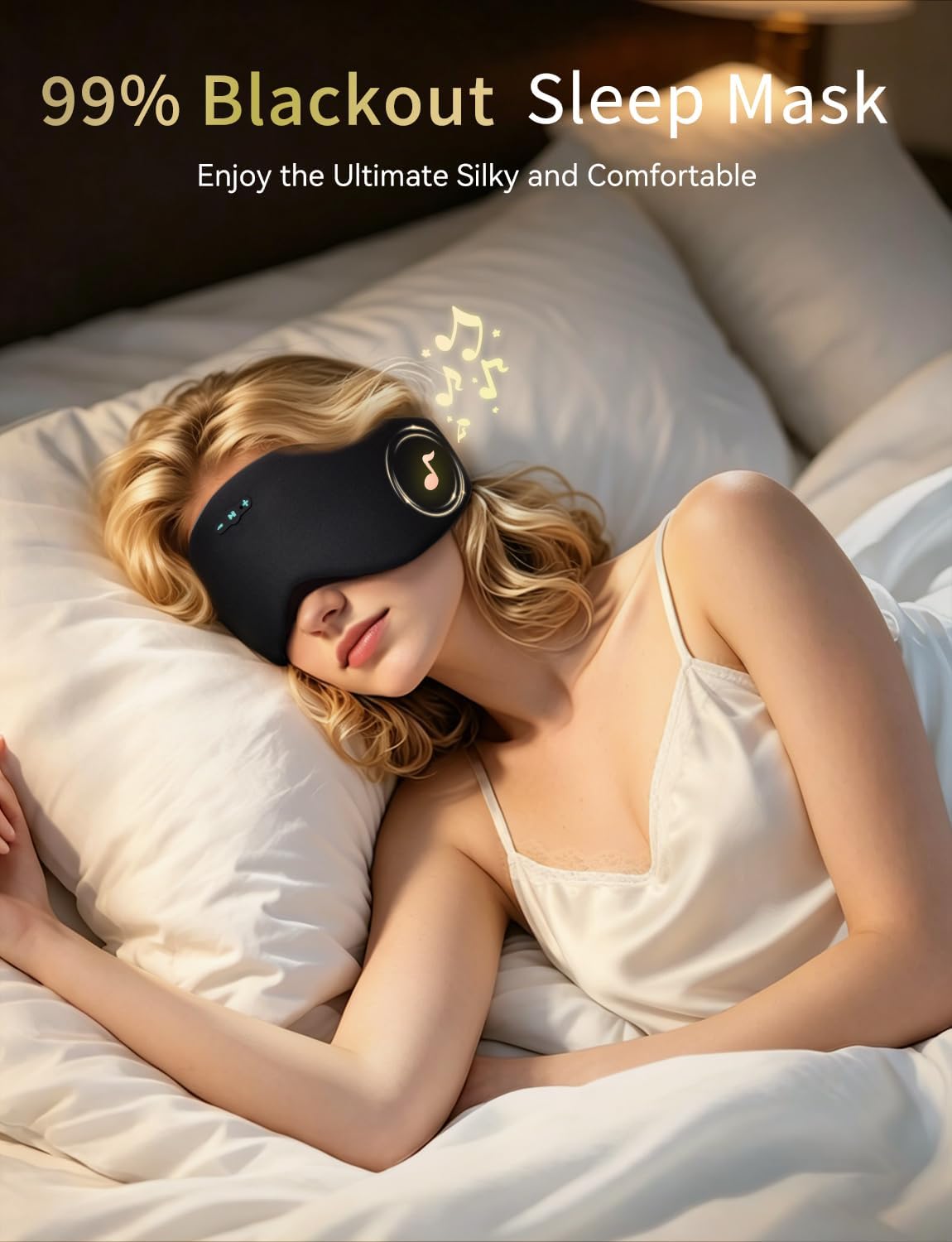 Sleep Headphones Bluetooth 6.0 Sleep Mask for Side Sleepers, 20H Playtime