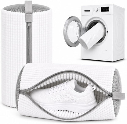 2 Pack Shoe Washing Machine Bag, Laundry Shoe Bag for Washer and Dryer, Reusable Shoe Cleaning Bag for Sneakers and All Shoes Types with Self-Locking Zipper (Yellow)