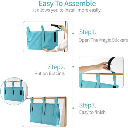 Bseash Bunk Bed Organizer, Bedside Caddy Hanging Bed Organizer Storage Bag 8 Pockets, for College Dorm Rooms Bed, Hospital Bed, Baby Bed Rails, 600D Oxford Cloth