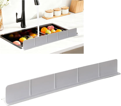 23” Kitchen Sink Splash Guard, OUTFANDIA Silicone Splash Guard with Strong Suction Cups, Flexible Sink Edge Protector for Kitchen/Bathroom, Front/Back Fcaucet, Tool Free to Install