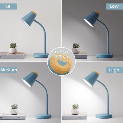 EJIAXIN Clip on Desk Lamp for Home Office - Small LED Touch Dimmable Reading Light for College Dorm Room - Adjustable Flexible Gooseneck Clamp Light Table Lamp for Bedside Bedroom Bed Headboard White