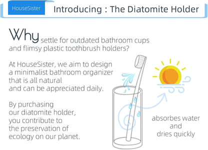 Fast-Drying Diatomite Toothbrush Holder - Bathroom Countertop Organizer Stand for Toothpaste, Makeup Brushes, Razors & Accessories (Dark Grey)