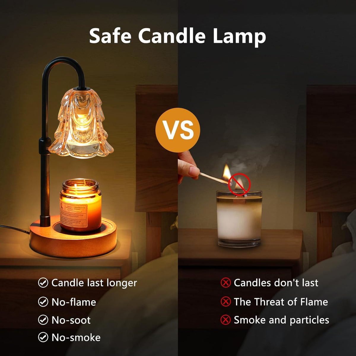 ANFOOS Candle Warmer Lamp with Timer and Dimmer, Adjustable Height Flameless Wax Melter for Jar Candles, 4-Level Brightness Control Electric Candle Warmer with 2 Bulbs, Home Decor Gift
