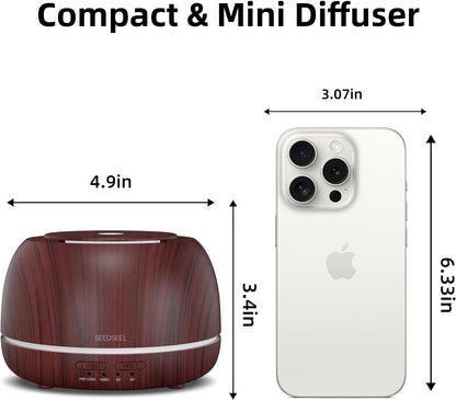 SEEDSEEL 300ML Essential Oil Diffuser,Ultrasonic Aromatherapy Diffuser, 7-Color Gradient Lights, Remote Control, 8 Hours Run Time, Suitable for Home,Office