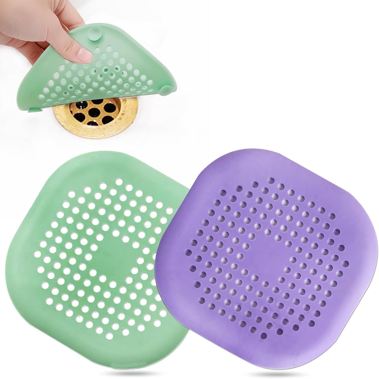 Bovinde Hair Drain Catcher,Square Cover for Shower 2 Pack (Black) | Drainer Cover Silicone Hair Stopper with Suction Cups,Protector Accessories,Easy to Install Suit for Bathroom,Bathtub,Sink