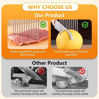 2Pcs Stainless Steel Onion Holder for Slicing, Onion Slicer Holder | Onion Cutter for Slicing of Onions, Food Vegetable Chopper, Tomatoes, Avocados, Eggs and Other Vegetables, Kitchen Utensils