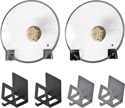 Pot Lid Holders Organizer Wall-Mounted Hook Rack Holder Organizers Inside Cabinet Door Wall Mount Pots Top Holder for Kitchen Cupboard Bedroom Living Room (8, Gray)