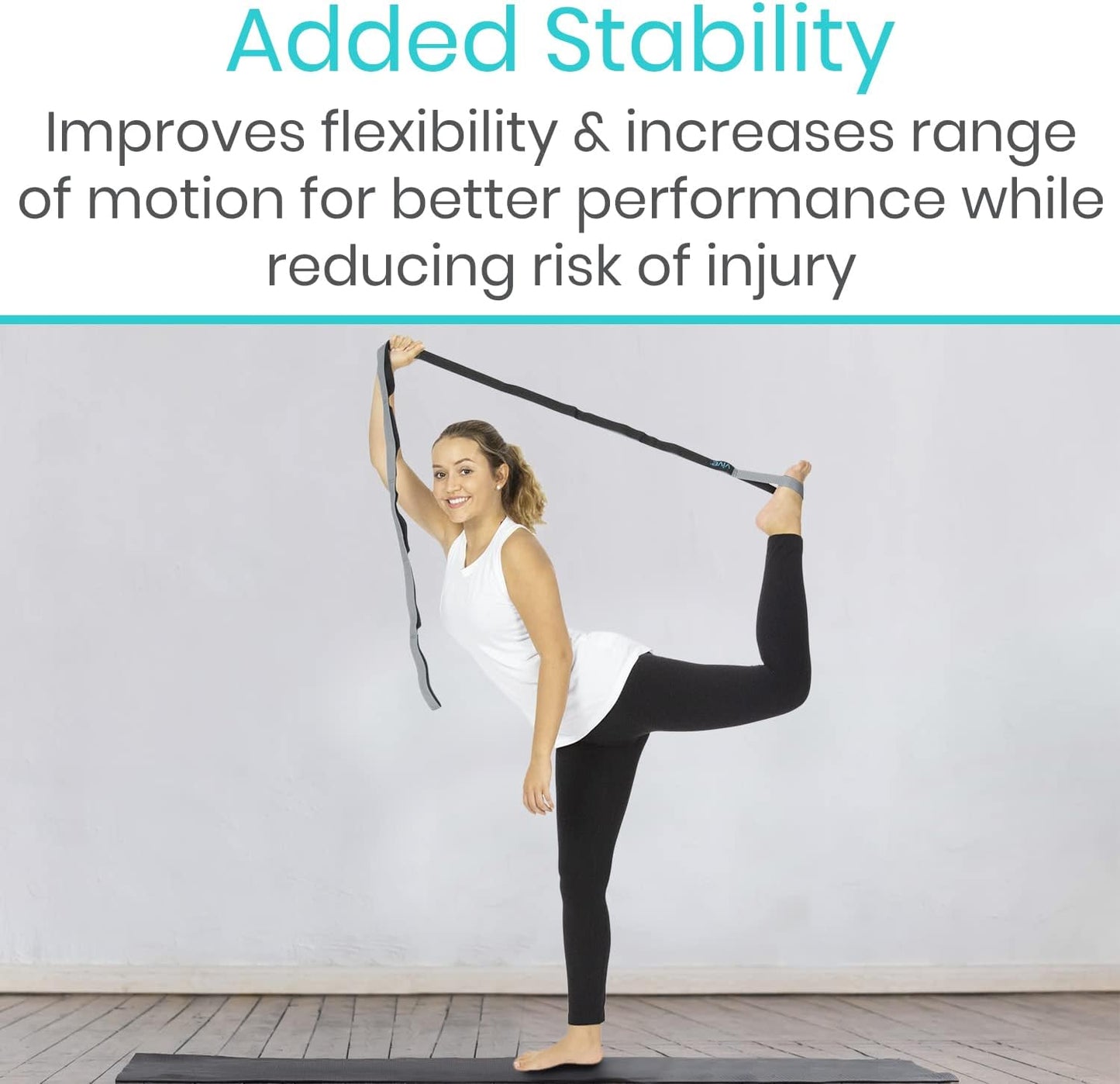 Vive Stretch Strap (75" - 10 Loops) - Leg Stretch Band to Improve Flexibility - Stretching Out Yoga Strap - Exercise and Physical Therapy Belt for Rehab, Pilates and Gymnastics with Guide Book