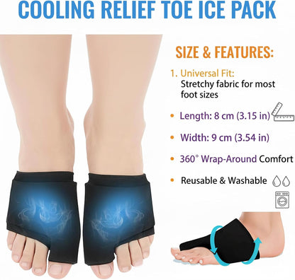 2PCS Forefoot Toe Ice Pack, Toe Ice Pad, Foot Ice Pack, Soft Forefoot Ice Packs, Reusable Ice Packs, Reusable Ice Pad Wrap for Foot, Toe, Finger Cold Therapy, Bunion Relief, Swelling (L)