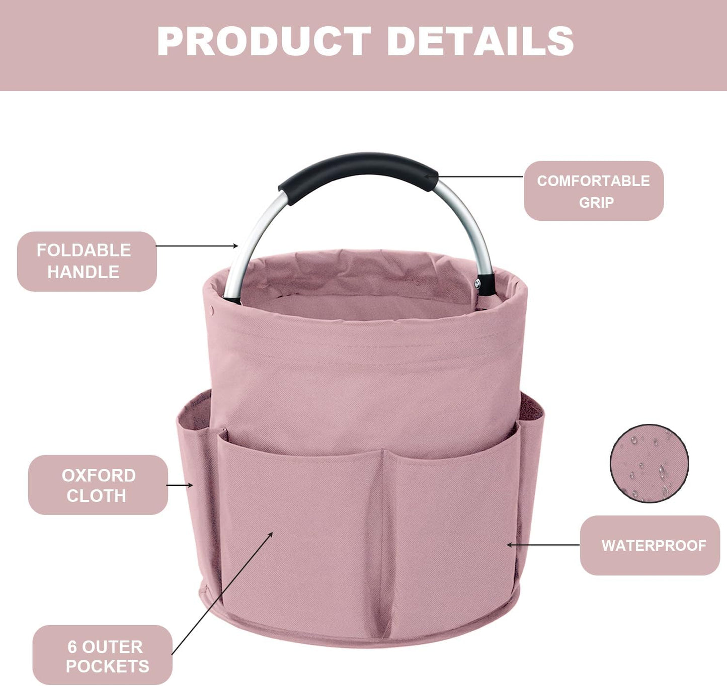 Cleaning Caddy with Handle, 17L Foldable Cleaning Supplies Organizer, Portable Storage Basket, Cleaning Supply Caddy, Multifunctional Cleaning Bucket Bag for Garden, Home, Kitchen (Black)