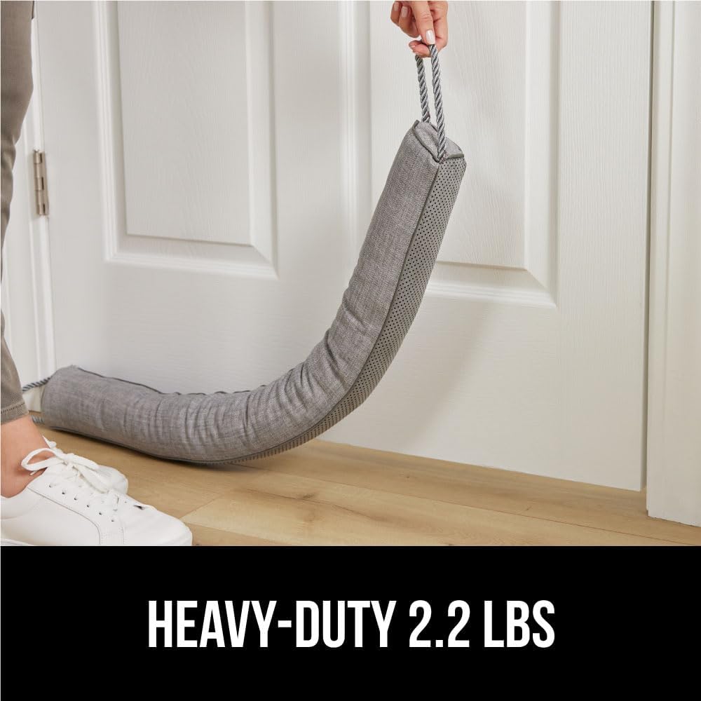 GORILLA GRIP Door Draft Stopper for Bottom of Doors, Cold Air Insulation Sweep, Weather Stripping Seal Noise, Soundproofing, Warmth Sealer, Easy Install Gap Filler, Home Essentials, 32 Inch, Gray