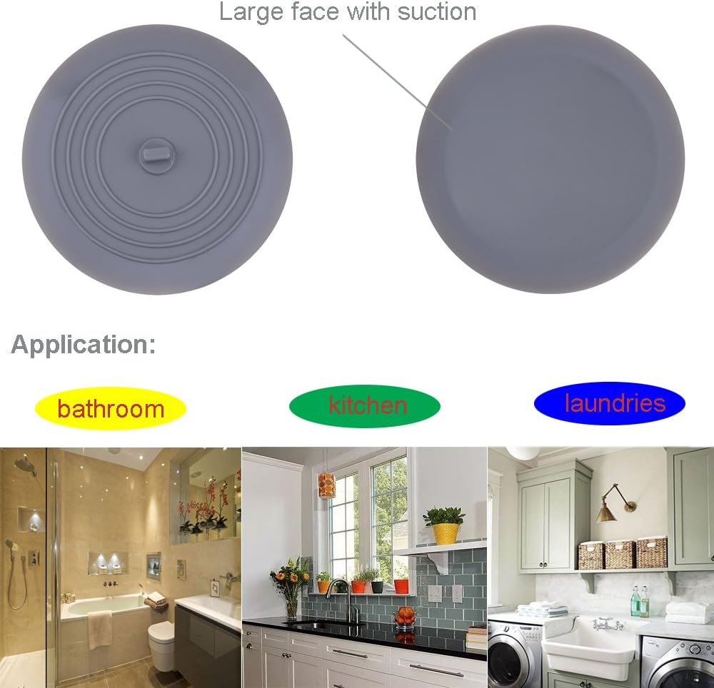 Shower Drain Hair Catcher Tub Stopper, V-TOP Drain Cover for Shower to Catcher Hair, Silicone Bathtub Drain Plug Suit for Bathroom Kitchen and Laundry, 4 Pack