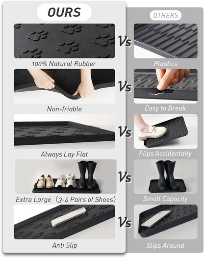 SUPENUIN Boot-Tray Heavy Duty Rubber Mat with Lip Waterproof Shoe Mat Tray for Entryway Indoor Outdoor Multi Use Catch All Trays Entryway Shoe Storage 16x27.5 Inches