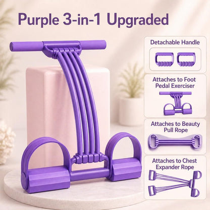 2026 NEW Pedal Resistance Band with Handle,8 Tube Detachable Elastic 3-in-1 Multifunctional Foot Pedal Resistance Assistance Expander for Foot Pedal Pull, Back Stretch & Chest Expand