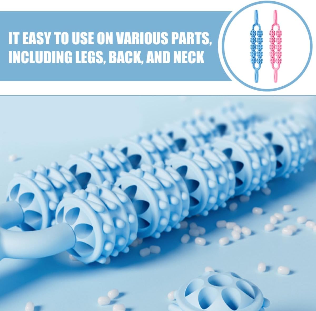BETOOKY 2pcs Muscle Roller Stick and Fascia Massage Tool Manual Trigger Point Cane Massager for Leg and Body Muscle Relief Plastic Handheld Rolling Stick for Deep Tissue Therapy