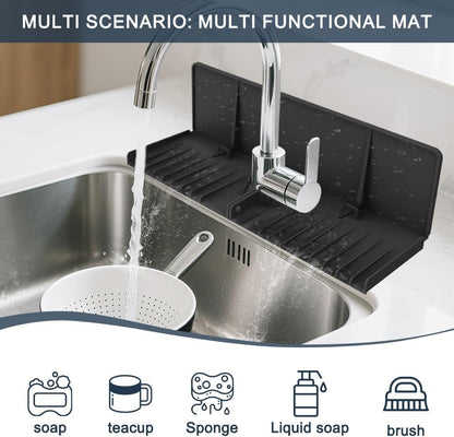 Silicone Sink Splash Guard Behind Faucet, Faucet Mat Backsplash Guard Black