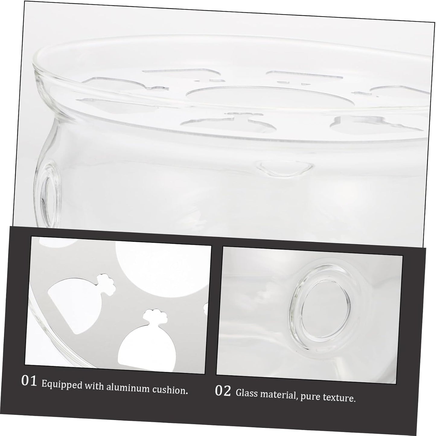 Ipetboom Glass Teapot Warmer Base Heat Preservation Holder with Ventilation White and Transparent Glass Tea Heater for Home Office Tea House Coffee Shop