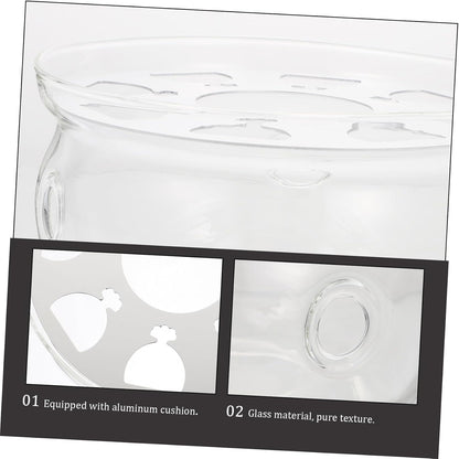 Ipetboom Glass Teapot Warmer Base Heat Preservation Holder with Ventilation White and Transparent Glass Tea Heater for Home Office Tea House Coffee Shop