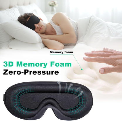 3D Sleep Mask for Side Sleepers, Blackout & Zero Pressure - Breathable Memory Foam, Adjustable Strap - for Travel, Yoga & Meditation Black