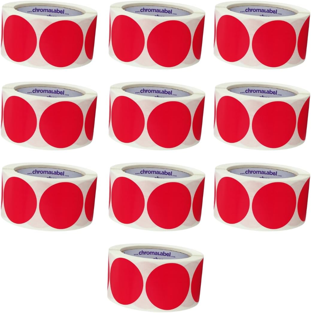 Fluorescent Green Dot Stickers, 2 Inch, 500/Roll | Writable Matte Paper Circle Stickers for Inventory, Classrooms, Offices, Retail, and Color Coding. Made in USA