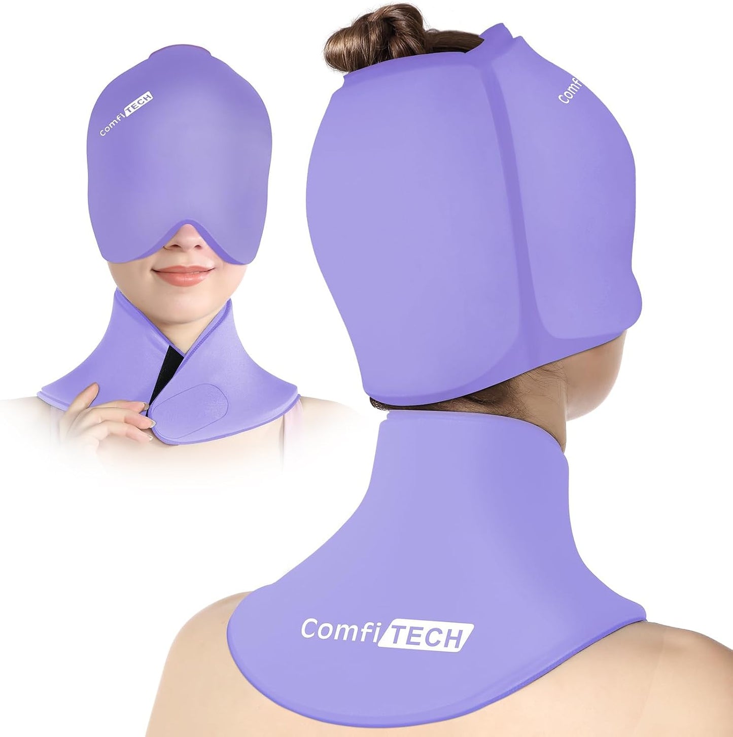 ComfiTECH Cold Cap and Neck Ice Pack Wrap Gel Combo, Care Package for Head and Cervical, Medium | Flexible after Frozen, Cold Cap & Cervical Cold Pack, Relieve Head & Eye, Stiff Neck, Office Tension, Sports Soreness