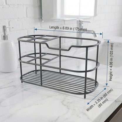 Bathway Toothbrush Holder for Bathroom, 6.9"L x 3.4"W x 4"H, Matte Black, L | Waterproof, Rust-Proof, More Durable, Multifunctional, Large-Capacity, Non-Slip, Anti-Tip, Self-Draining, Stylish Appearance