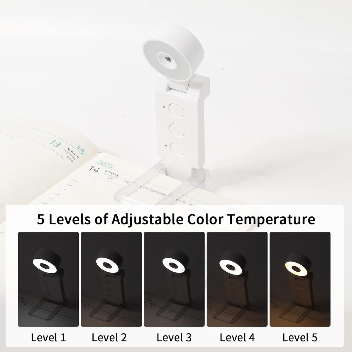 Rechargeable Book Light, Clip-On LED Reading Light, Eye-Caring
