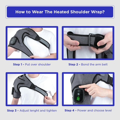 Heated Shoulder Wrap - Cordless Heating Pad Massager With Vibration, 3 Heating and Speed Adjustable Settings, Wearable Brace (2)