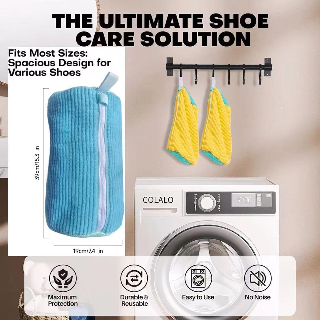 2Pcs Shoe Washing Machine Bag Laundry Shoe Bags for Washing Machine, Shoe Washing Bag Shoe Laundry Bag for Washer and Dryer Reusable Shoe Washing Bags (Grey)