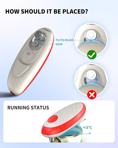 CIRCLE JOY Electric Can Opener, One-Touch Automatic Can Opening with Smooth Edges, Food Safety Handheld Battery-Operated Can Opener for Kitchen and Seniors, Blue