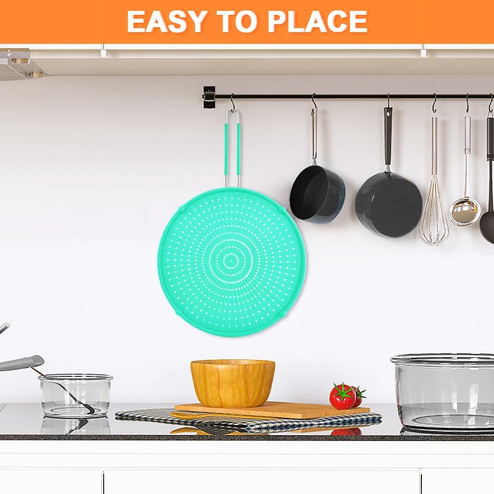 Silicone Splatter Screen for Frying Pan,Grease Splatter Guard,Heat-Resistant Splatter Guards for Cooking,Dishwasher Safe (9.8", 11.4", 13")