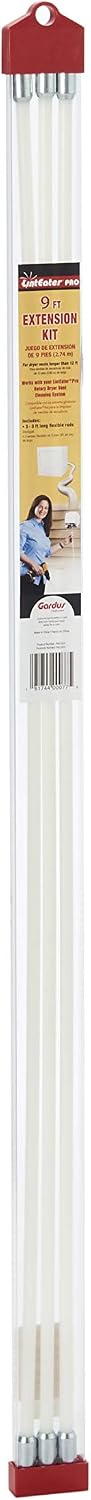 Dryer Vent Duct Cleaning Kit - Gardus RLE202 LintEater Rotary Dryer Vent Cleaner Kit, Removes Lint, Dryer Vent Cleaning System Extends Up to 12’ with 4 Flexible 3' Rods, Air Duct Cleaning Tools