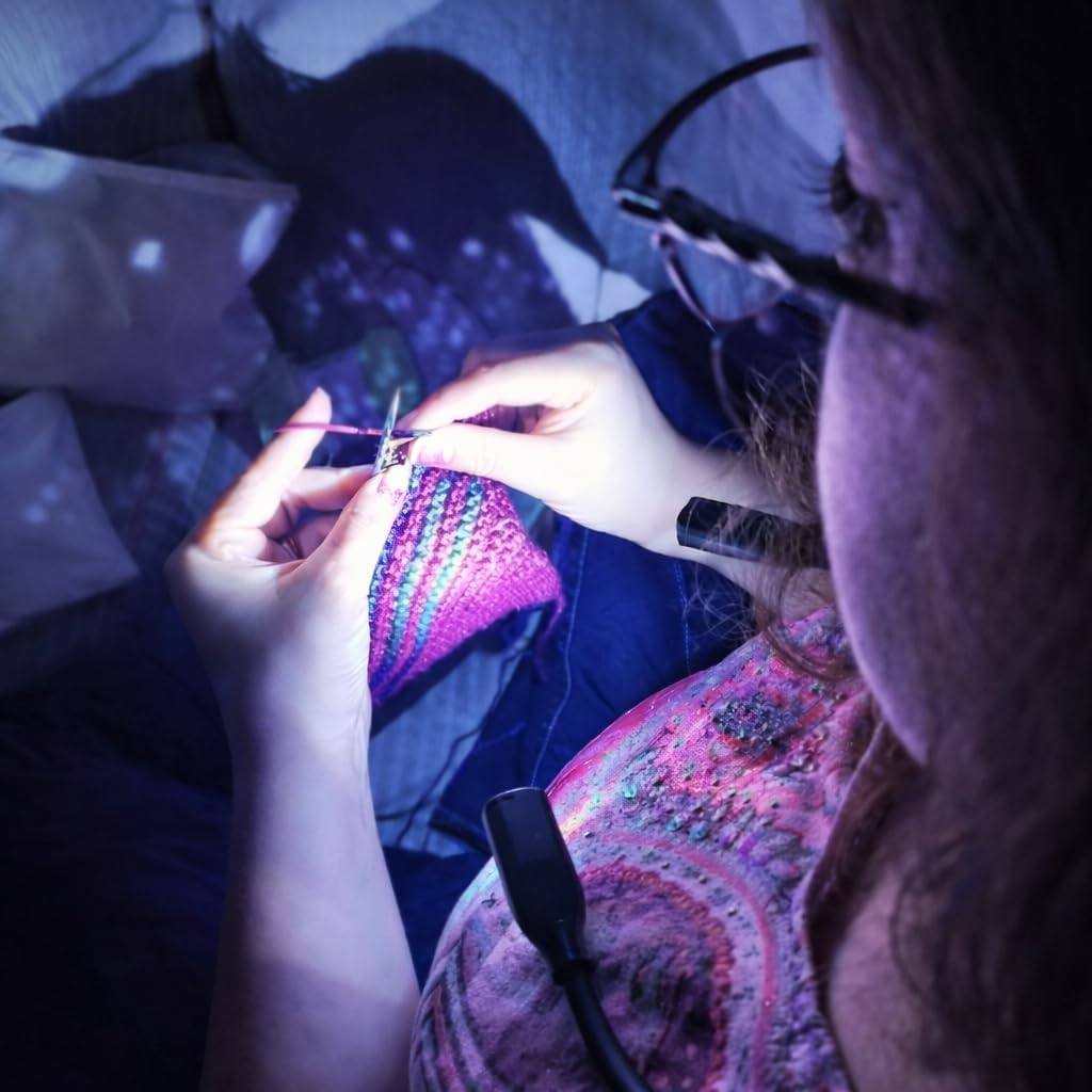 Lumos Knitting Light, Crafter Light Around Neck for Knitters and Crocheters, 3 Colors & Adjustable Brightness. Portable, Wearable, Rechargeable&Long Lasting (White)