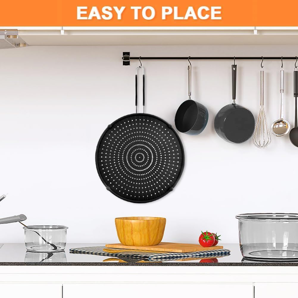 Silicone Splatter Screen for Frying Pan,Grease Splatter Guard,Heat-Resistant Splatter Guards for Cooking,Dishwasher Safe (9.8", 11.4", 13")
