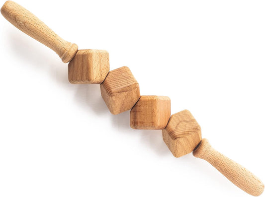 tuuli Accessories - Dice Wooden Massage Roller for Waist and Thigh, Multi-Functional Body Roller for Cellulite and Muscle Tension, Natural Massager for Women and Men