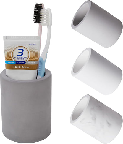 Drying Stone Toothbrush Holder, Diatomite Toothbrush Holders for Bathroom Counter, Quick Drying Electric Toothbrush and Toothpaste Holder Bathroom Organizer, Marble White