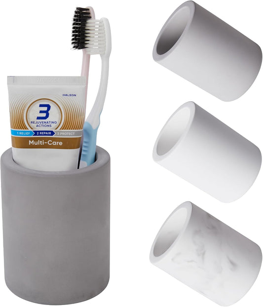 Drying Stone Toothbrush Holder, Diatomite Toothbrush Holders for Bathroom Counter, Quick Drying Electric Toothbrush and Toothpaste Holder Bathroom Organizer, Marble White